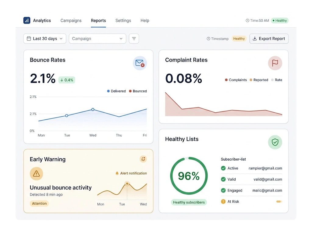 GetBiz Campaign bounce & complaint reports