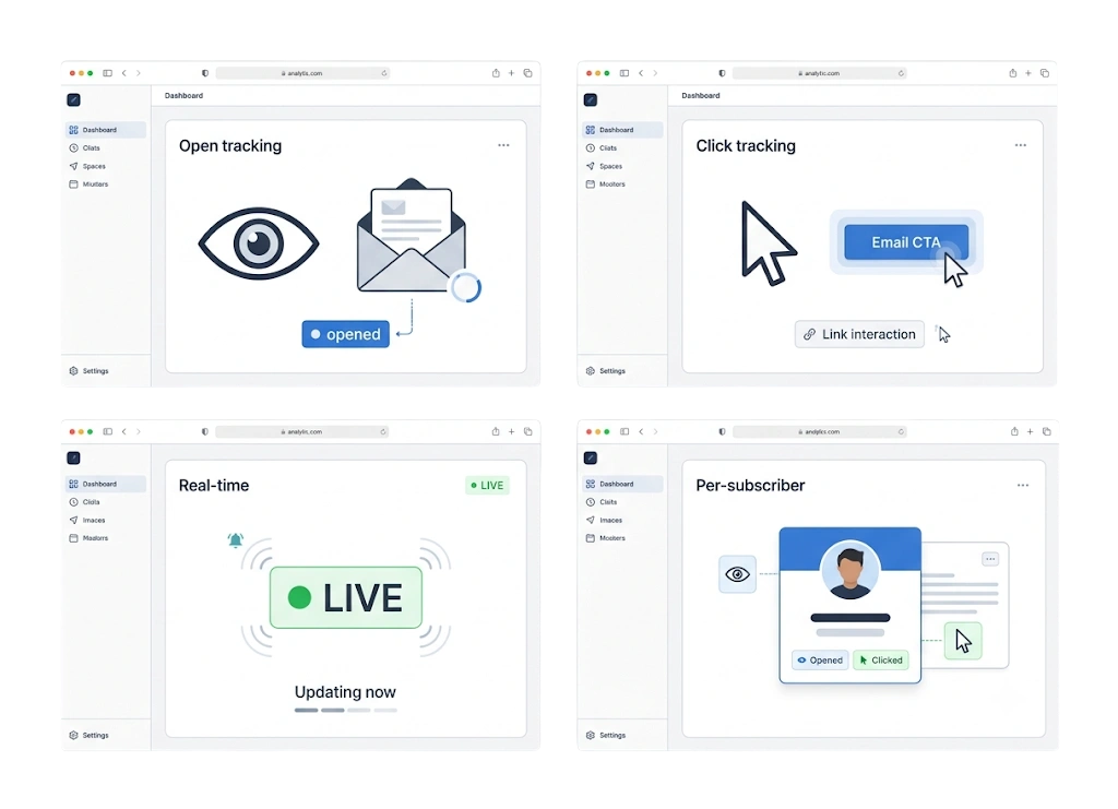 Track opens and clicks live.
