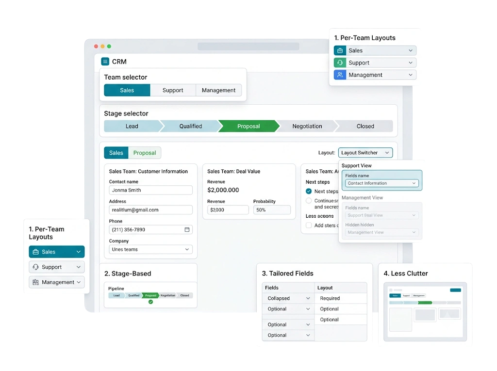 CRM multi-page layout