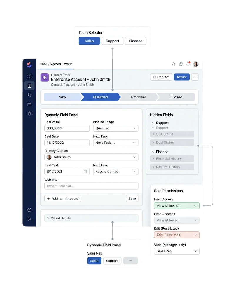 GetBiz CRM multi-page layouts