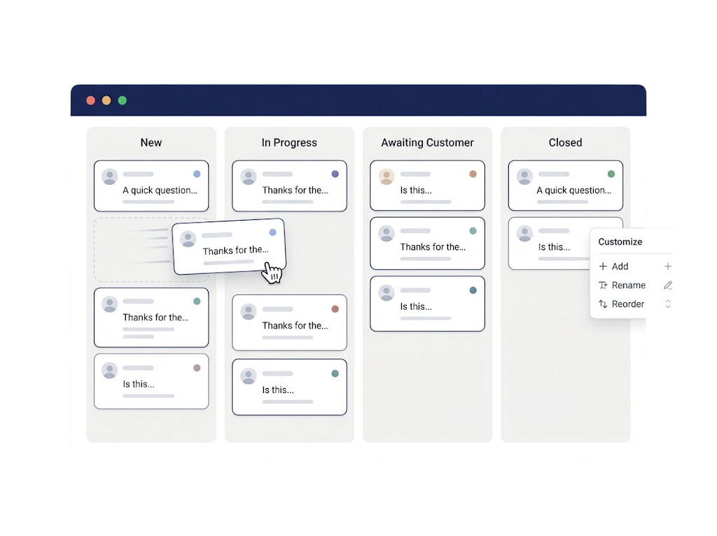 GetBiz WhatsApp kanban chat board