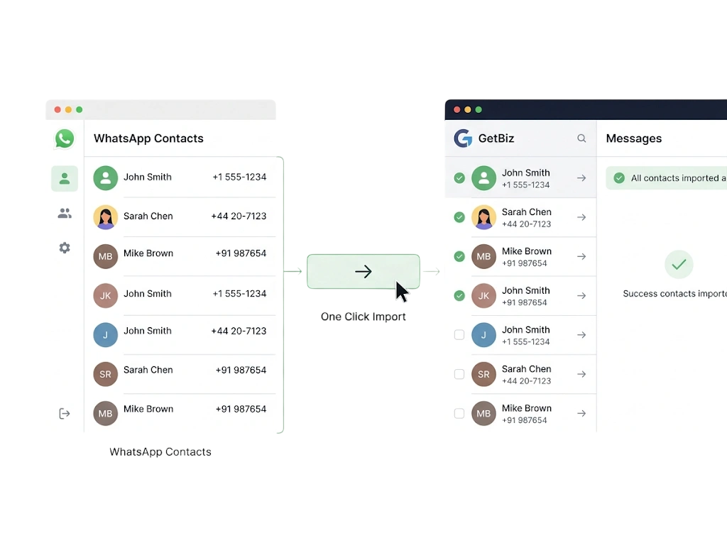 GetBiz WhatsApp one-click whatsapp contact import